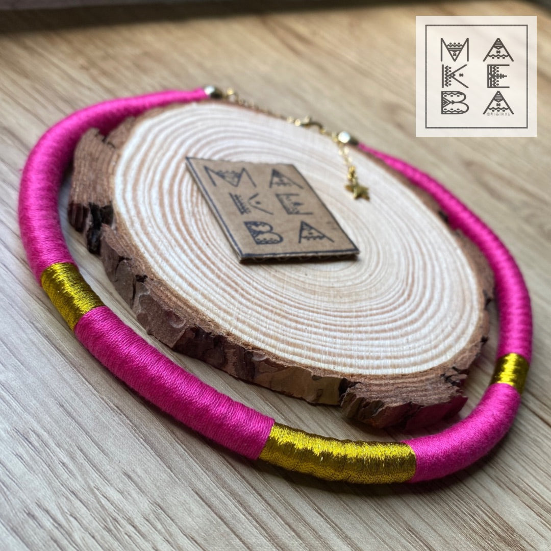 Collarino singolo - Rosa Fuxia oro gold