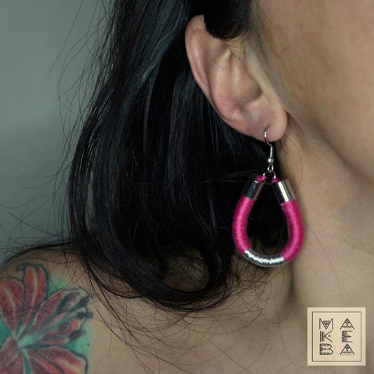 Orecchini Classic Drop - Fuxia Rosa Silver