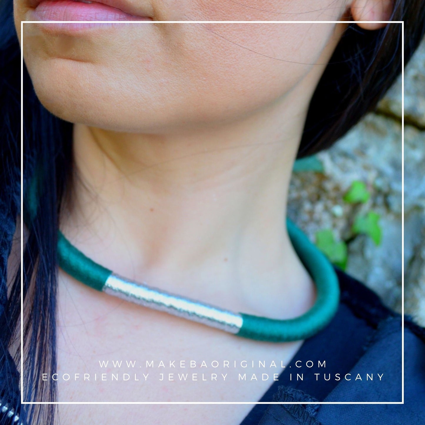 Collana Classic Singola - Verde Bosco Silver