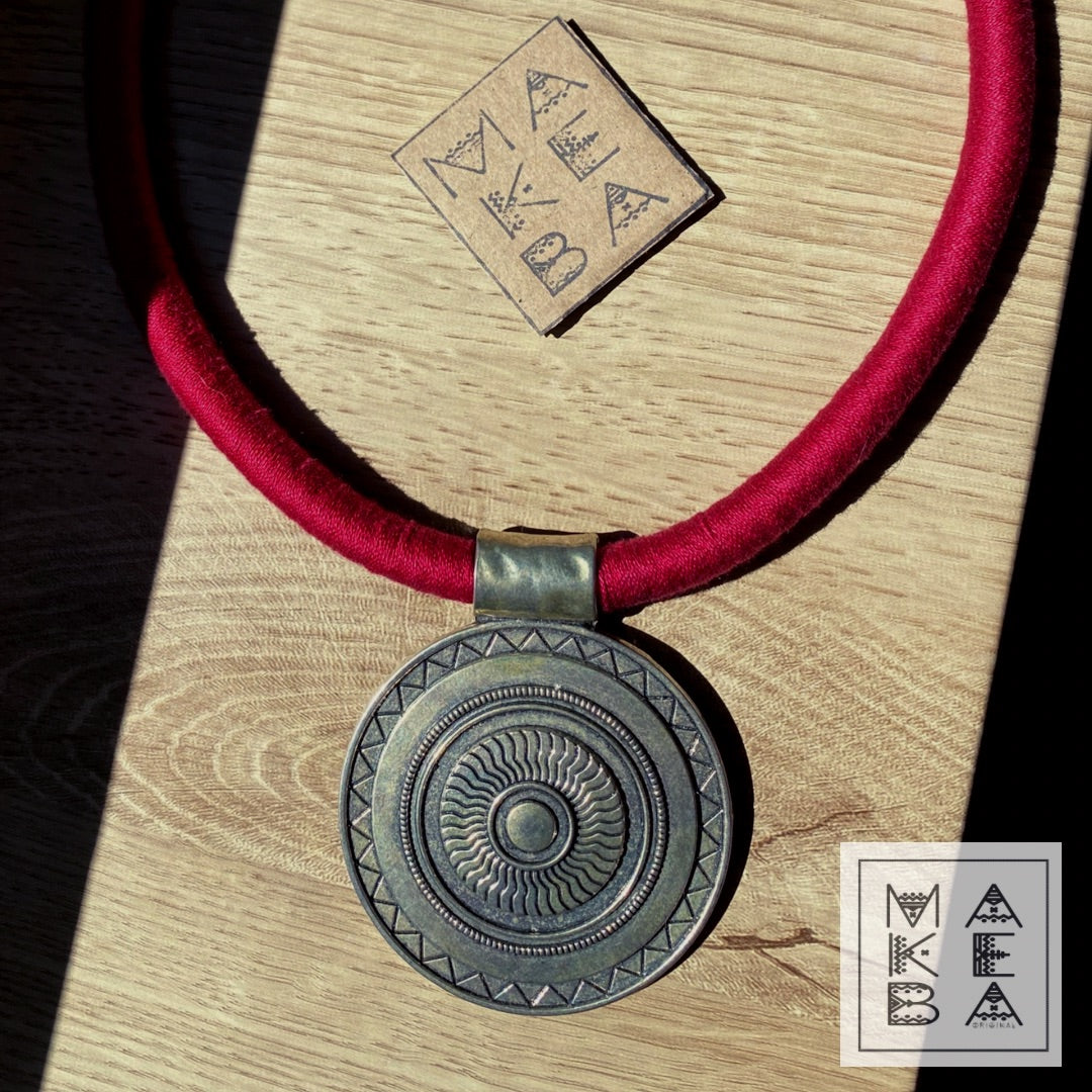 Collana Tribal Maya - Rosso Borgogna