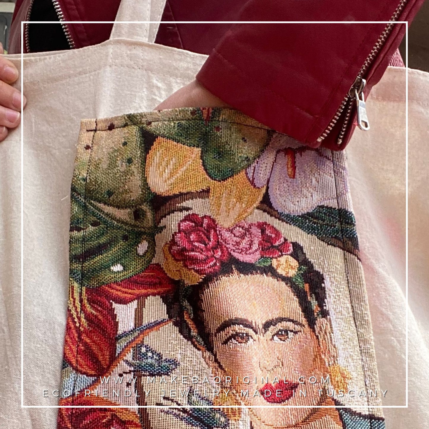 Shopper tasca esterna - Frida - Gobelin e cotone organico