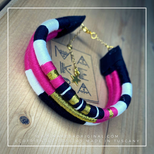 Bracciale Tri Cairo - Fuxia rosa oro gold