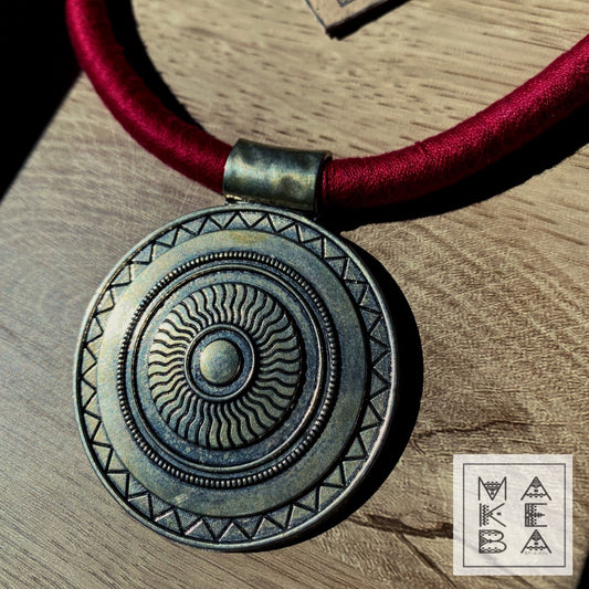 Collana Tribal Maya - Rosso Borgogna