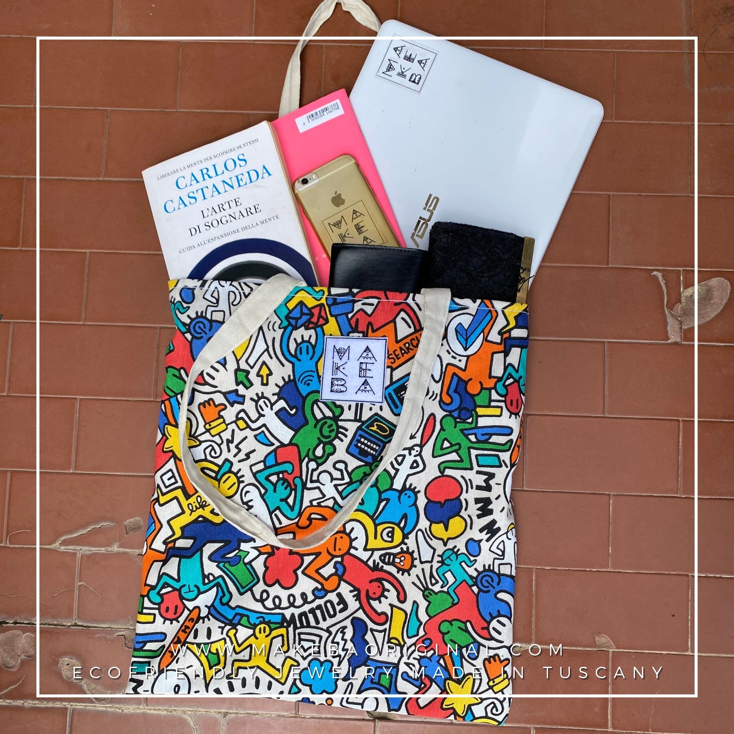 Tote Bag - Doodle “Haring” - Poliestere e cotone organico