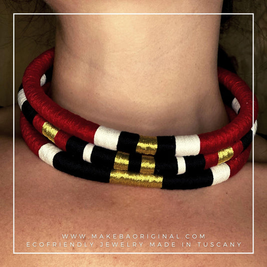 Collarino Iconic - Cleopatra - Rosso Borgogna Oro Gold