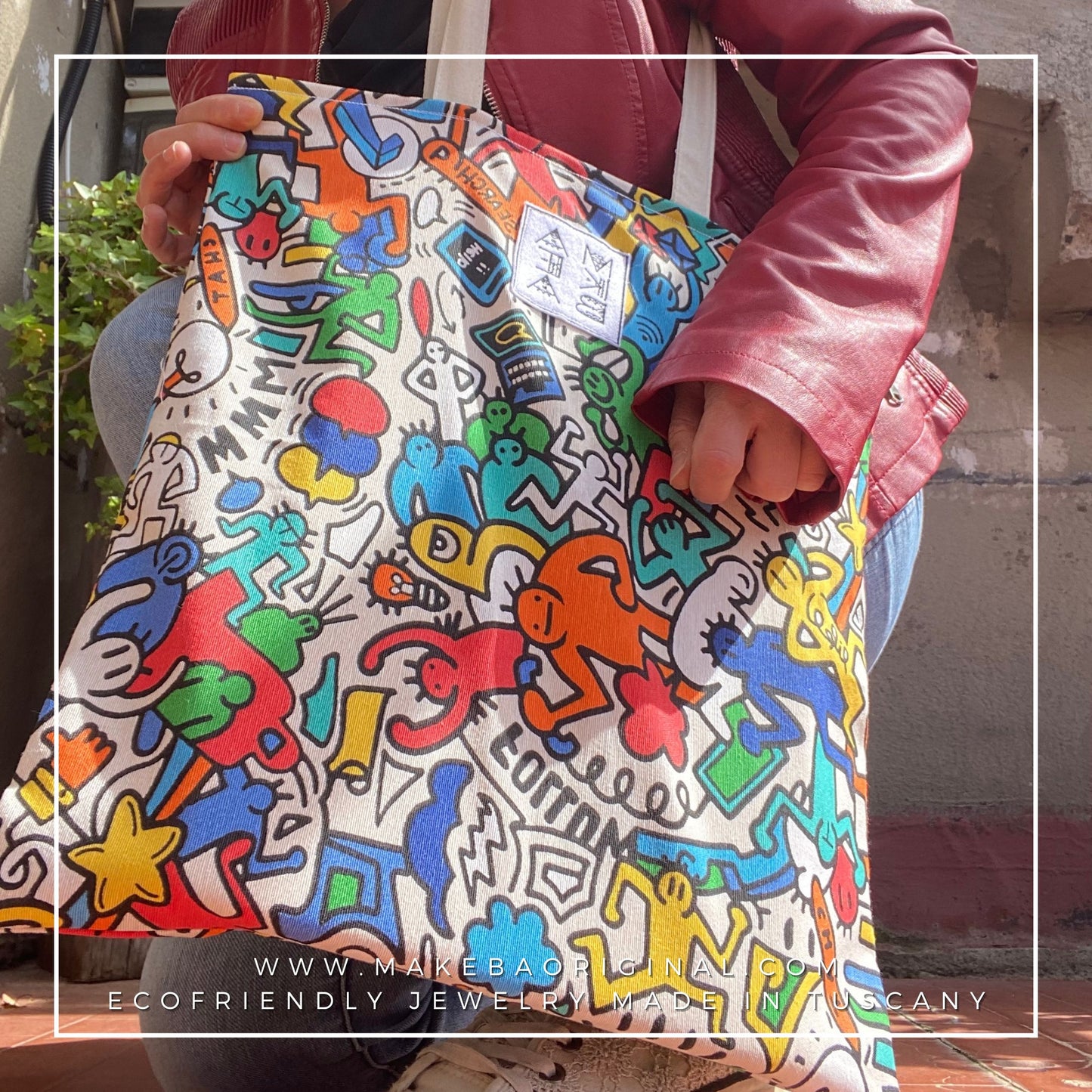 Tote Bag - Doodle “Haring” - Poliestere e cotone organico