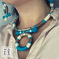 COLLANA ANTHEA  - BEIGE PETROLIO CASTAGNA