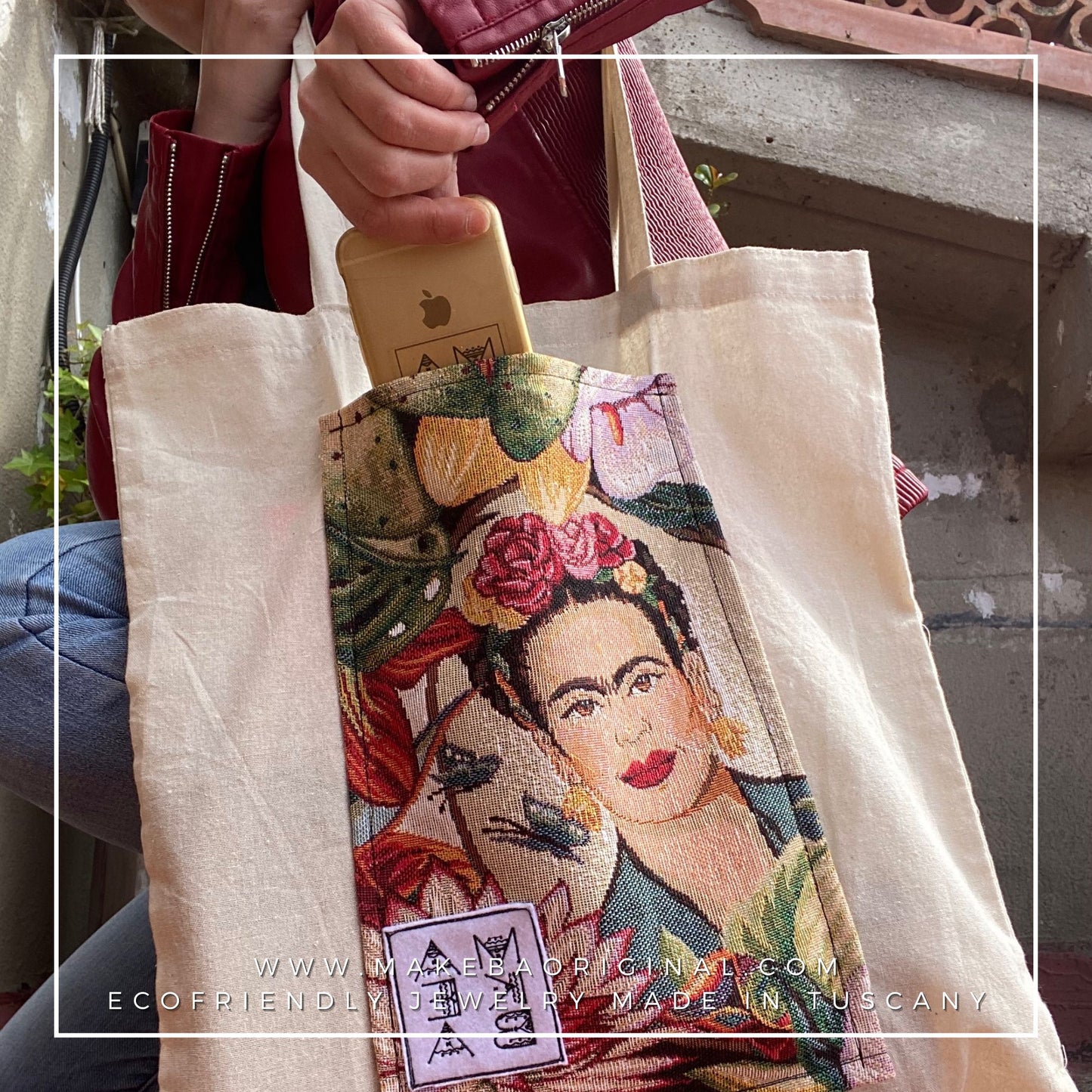 Shopper tasca esterna - Frida - Gobelin e cotone organico