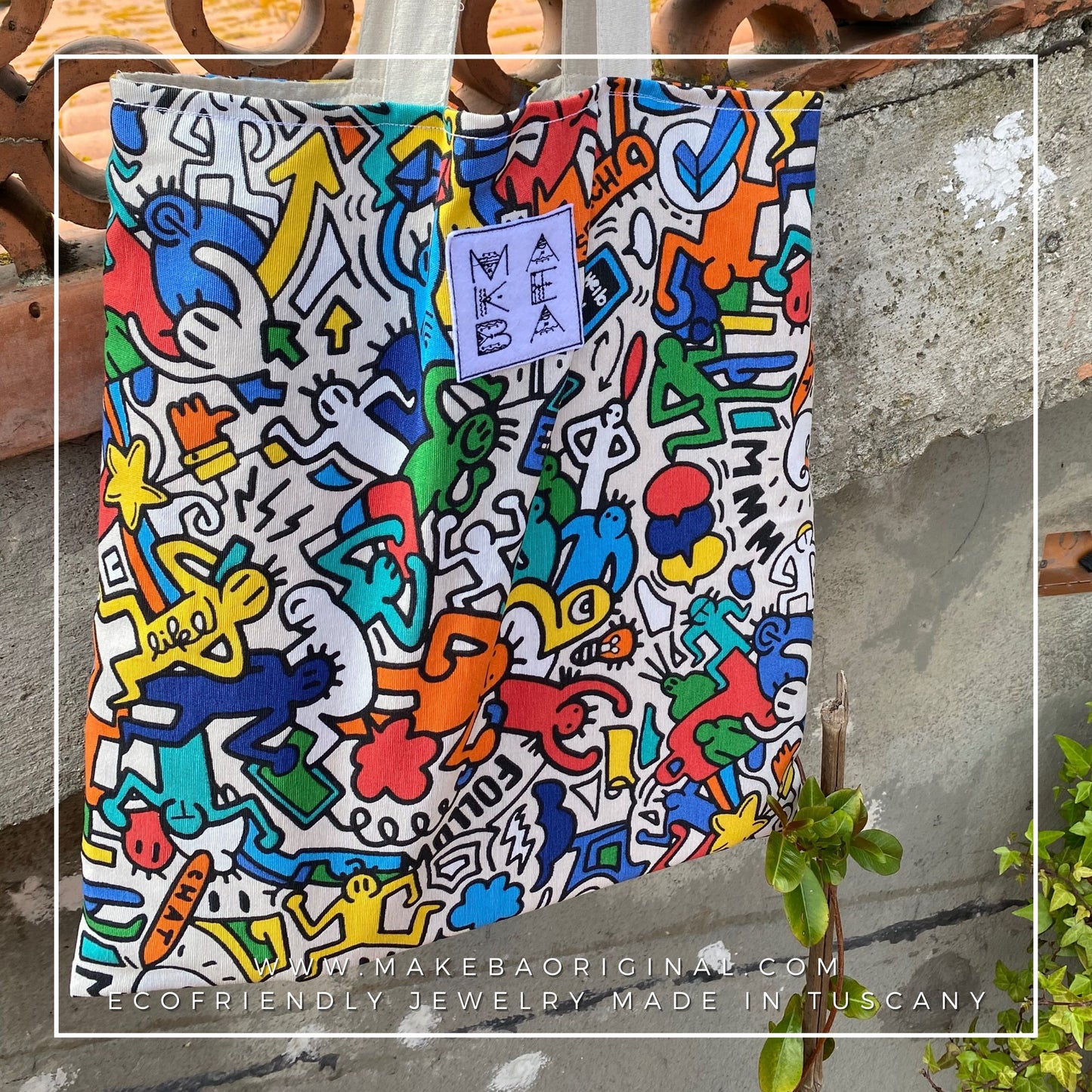 Tote Bag - Doodle “Haring” - Poliestere e cotone organico