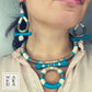 COLLANA ANTHEA  - BEIGE PETROLIO CASTAGNA