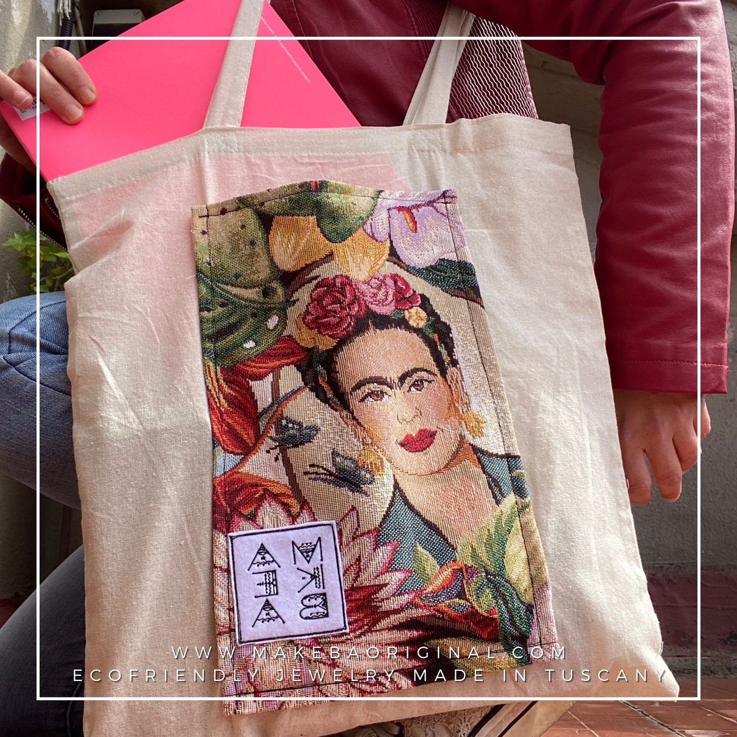 Shopper tasca esterna - Frida - Gobelin e cotone organico