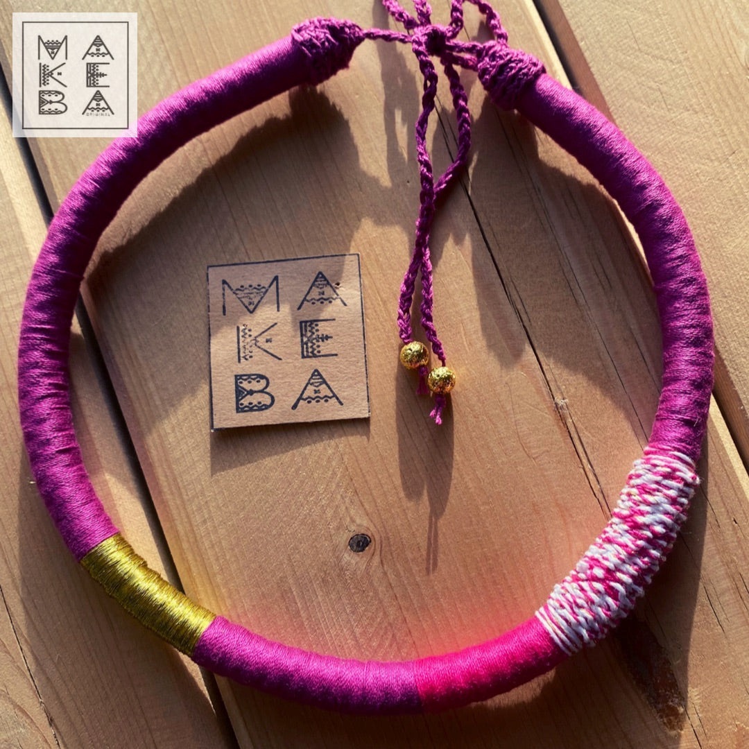 Collana singola - Habibi - Magenta rosa oro gold