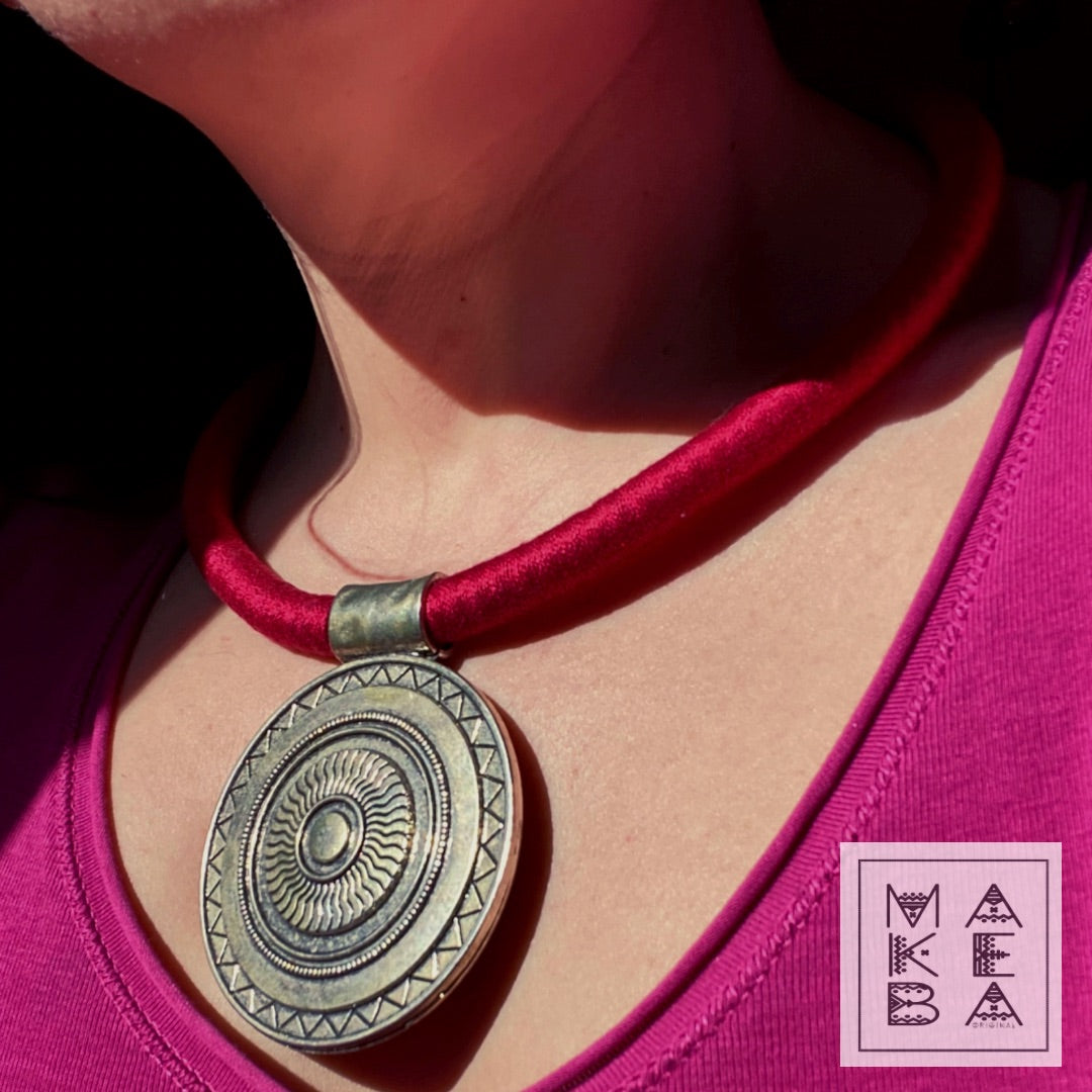 Collana Tribal Maya - Rosso Borgogna