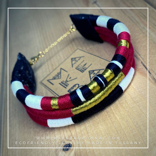 Bracciale Tri Cairo - Borgogna rosso oro gold