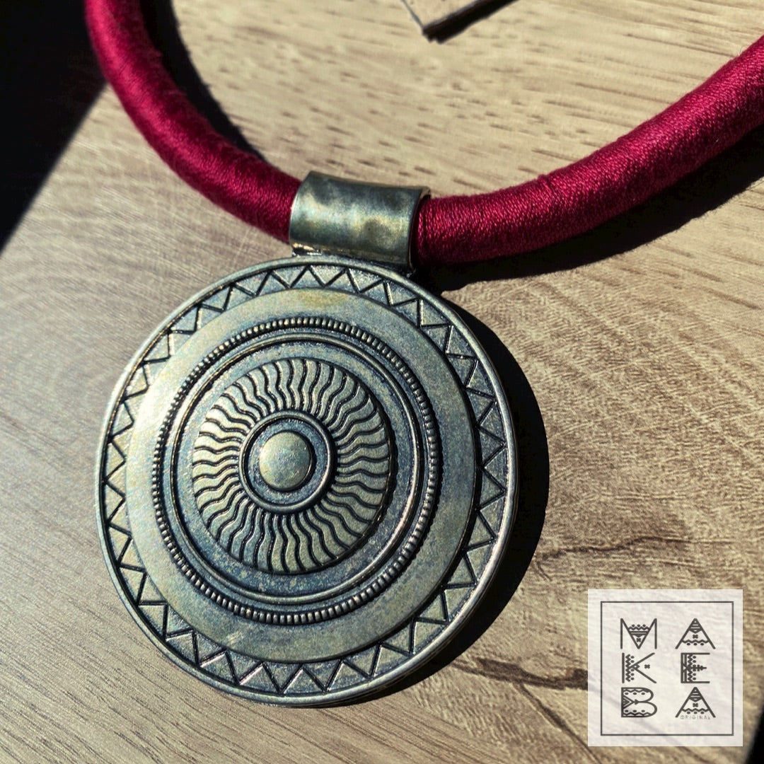 Collana Tribal Maya - Rosso Borgogna