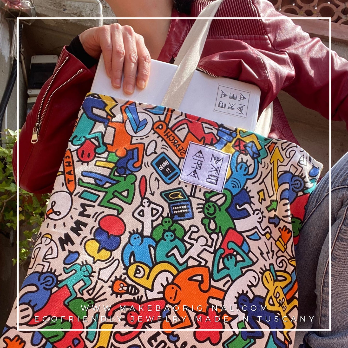 Tote Bag - Doodle “Haring” - Poliestere e cotone organico