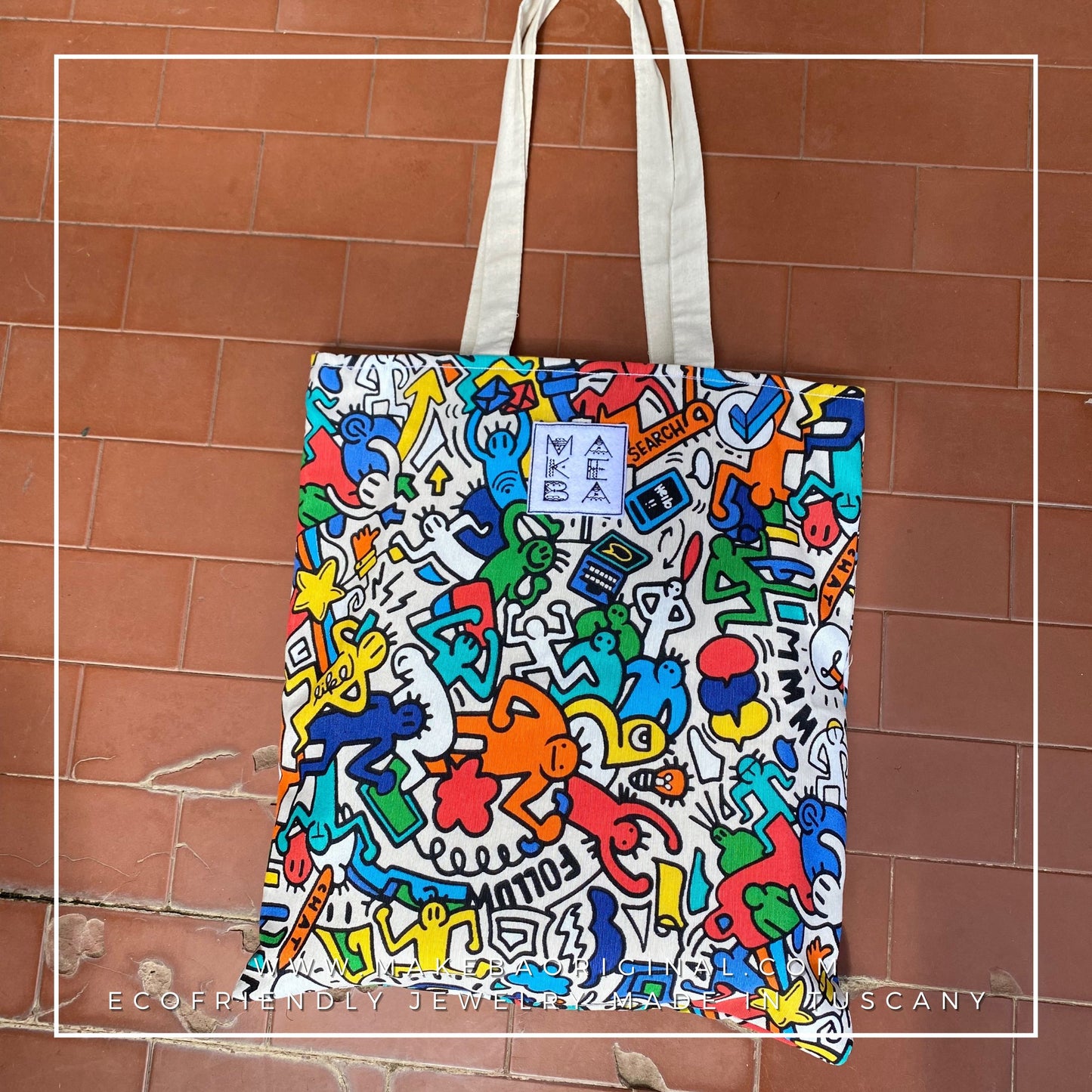 Tote Bag - Doodle “Haring” - Poliestere e cotone organico