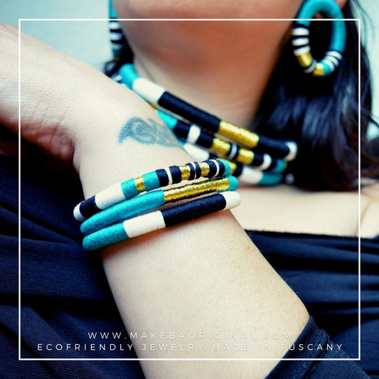 Bracciale Tri Cairo - Petrolio verde oro gold