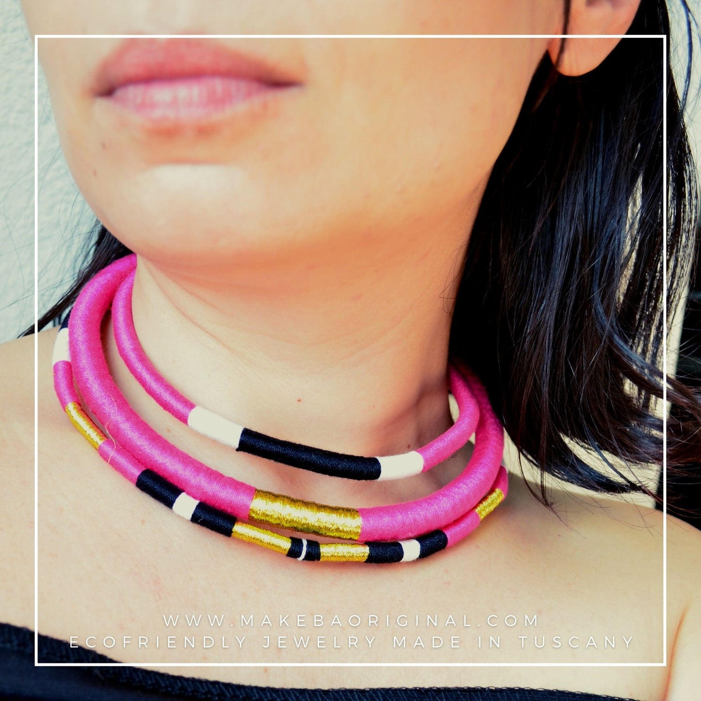 Girocollo Tri - Cairo - Rosa Fuxia oro gold