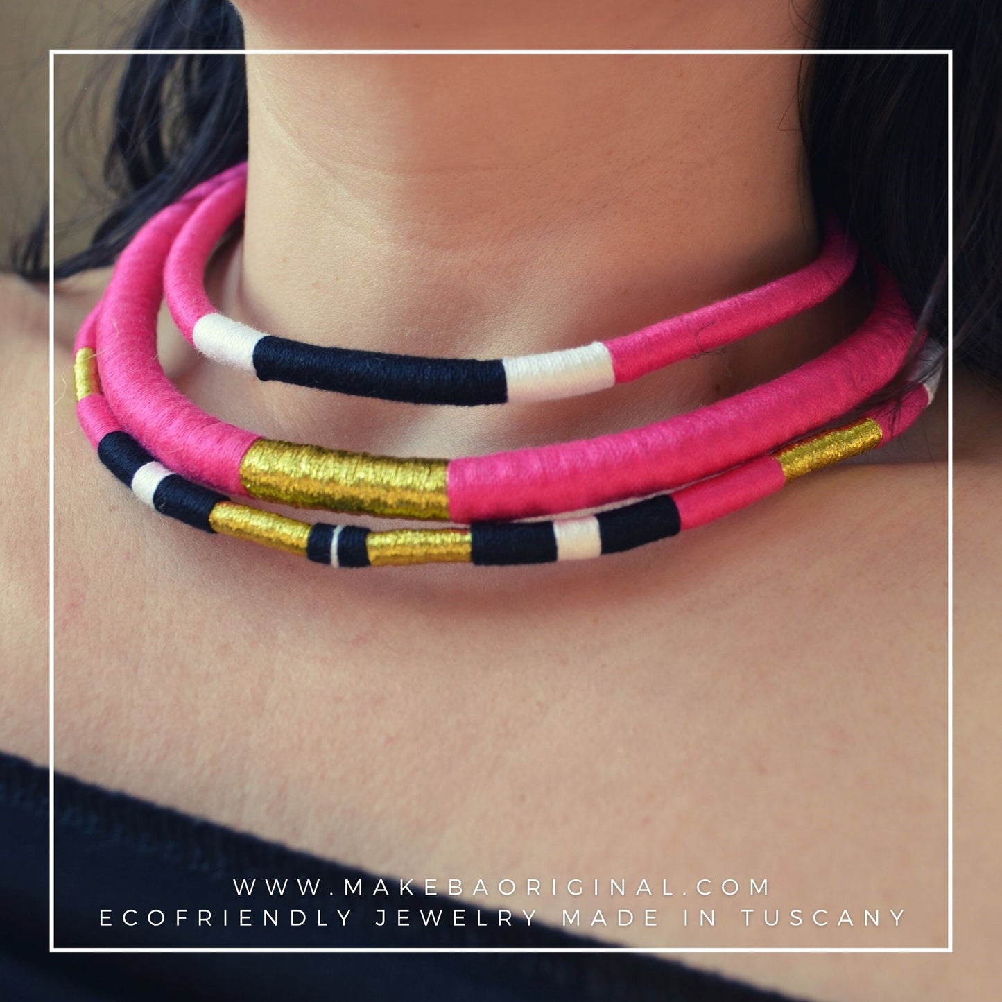 Girocollo Tri - Cairo - Rosa Fuxia oro gold