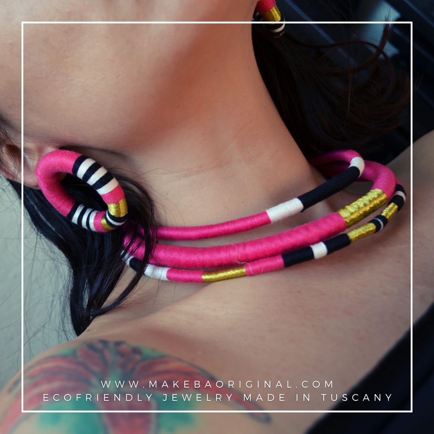 Girocollo Tri - Cairo - Rosa Fuxia oro gold