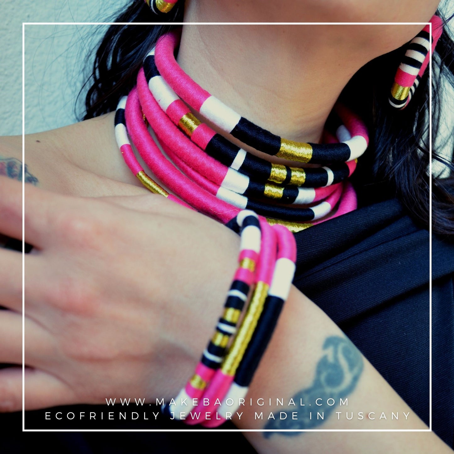 Bracciale Tri Cairo - Fuxia rosa oro gold