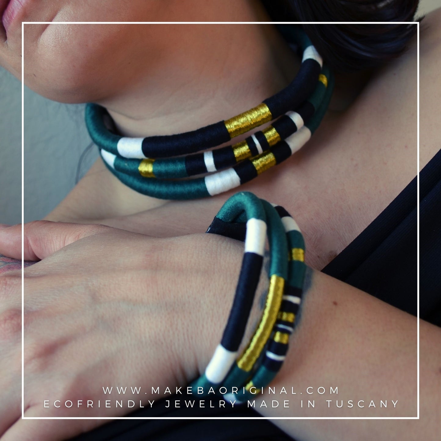 Bracciale Tri Cairo - Verde bosco oro gold