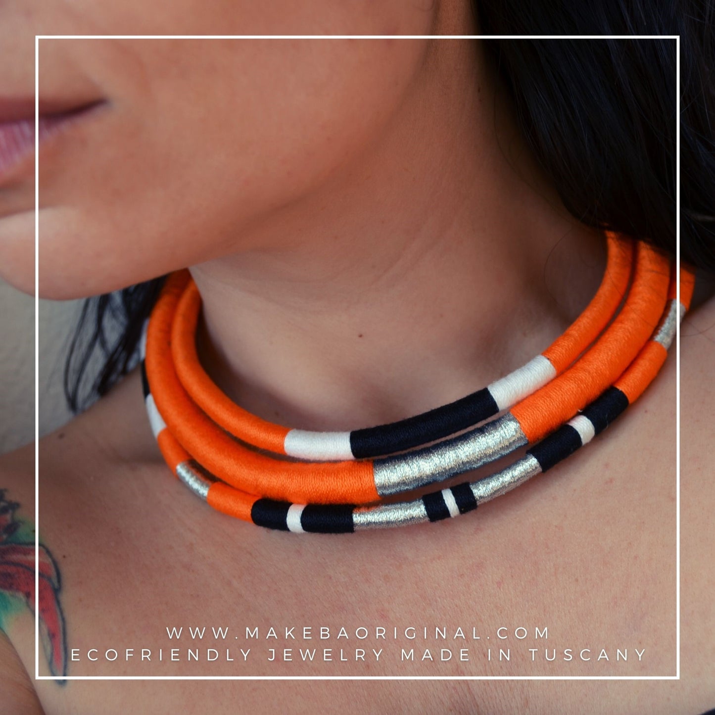 Girocollo Tri - Cairo - Arancio Argento Silver