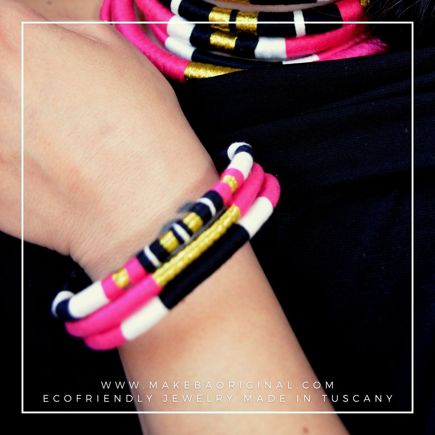 Bracciale Tri Cairo - Fuxia rosa oro gold