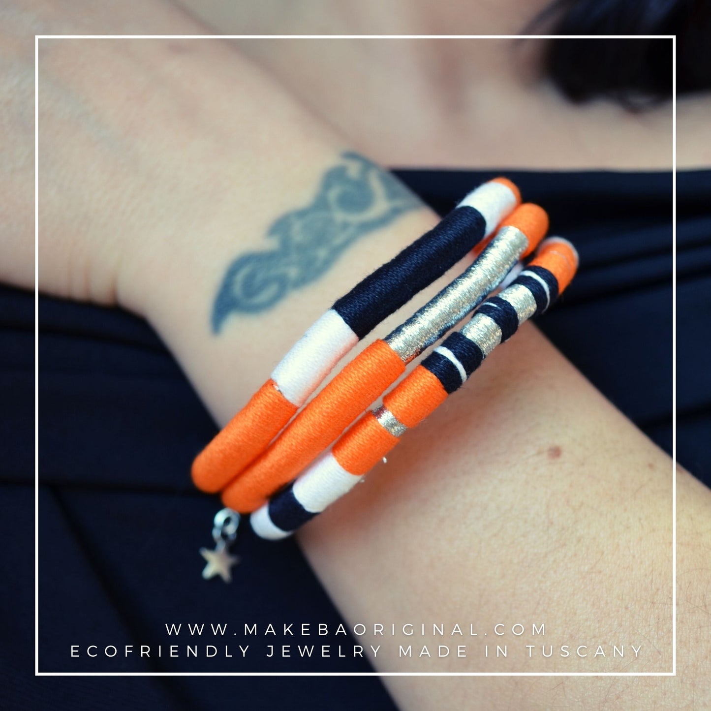 Bracciale Tri Cairo - Arancio silver argento