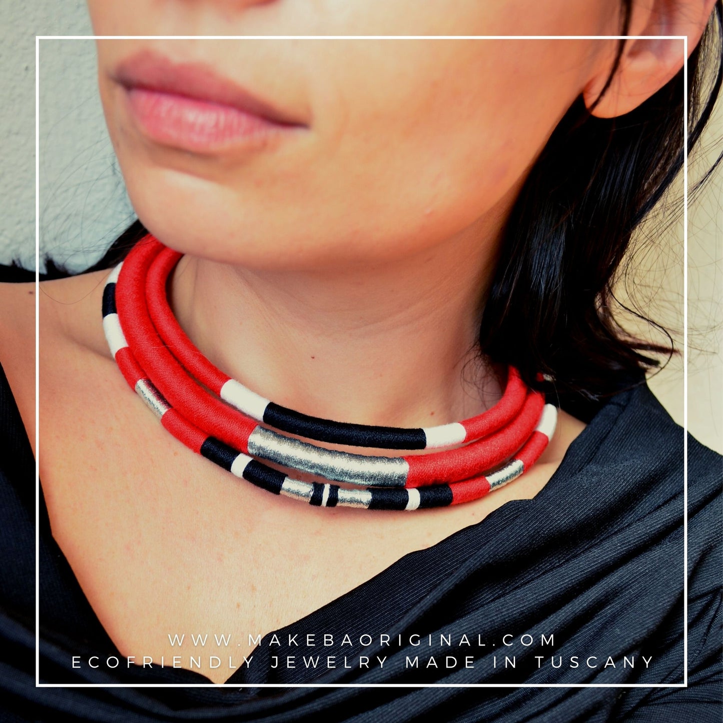 Girocollo Tri - Cairo - Rosso Argento Silver