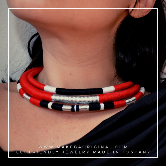 Girocollo Tri - Cairo - Rosso Argento Silver