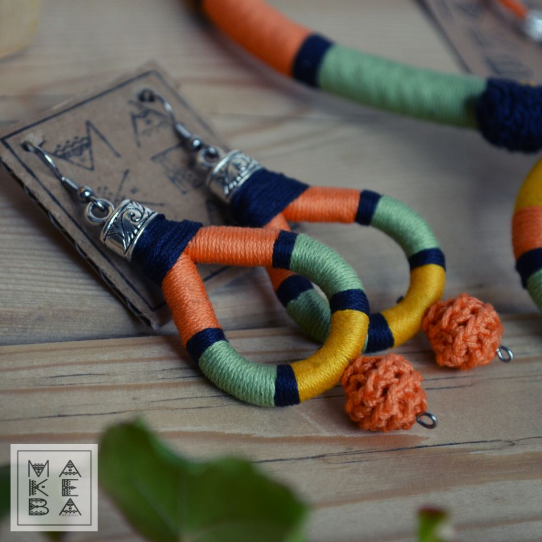 ORECCHINI ANTHEA - ARANCIO BLU SALVIA ZAFFERANO