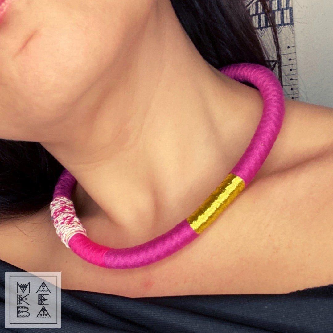 Collana singola - Habibi - Magenta rosa oro gold