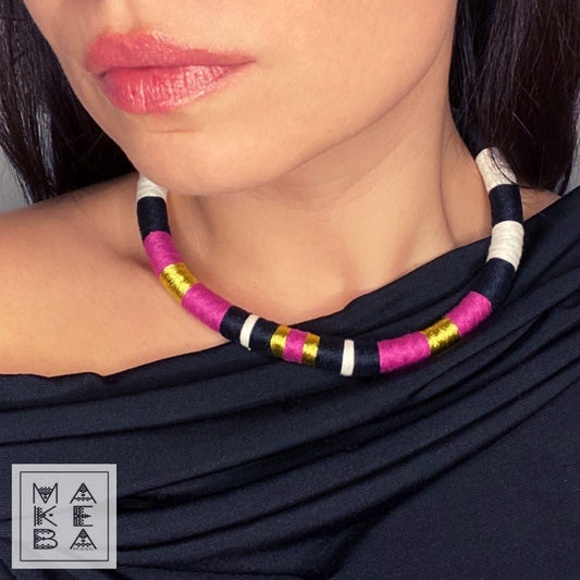 Collana Singola - Cleopatra - Magenta rosa Oro/Gold